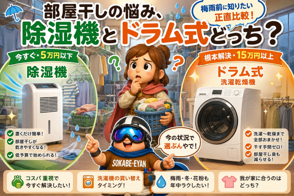 部屋干しの悩み、除湿機とドラム式どっちが正解？