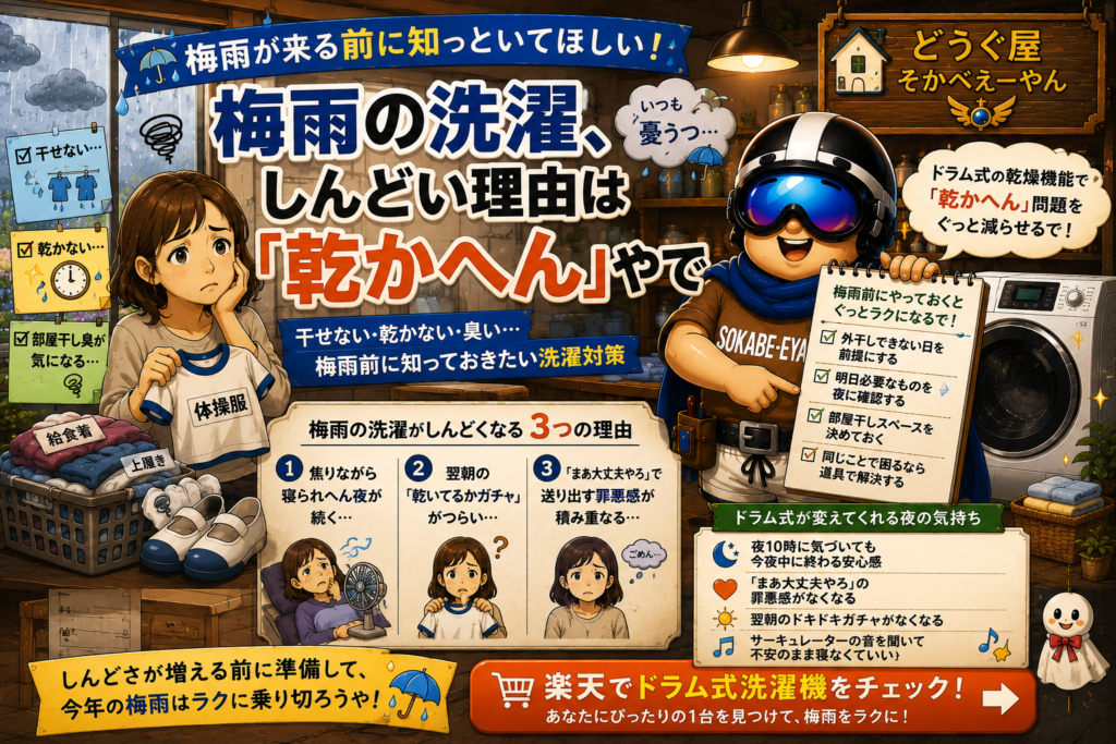 梅雨の洗濯がしんどい理由｜「洗えへん」より「乾かへん」がつらいんやで